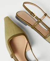 Ann Taylor Straw Nip Toe Slingback Flat Women's