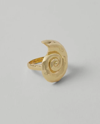 Ann Taylor Textured Metal Shell Ring Goldtone Women's