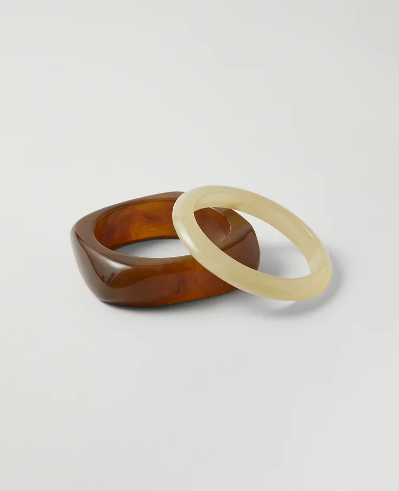 Ann Taylor Acetate Circle Cuff Bracelet Set Ivory Women's