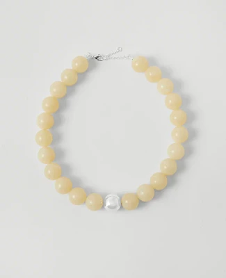 Ann Taylor Oversized Beaded Ball Necklace Ivory Women's