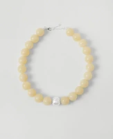 Ann Taylor Oversized Beaded Ball Necklace Ivory Women's
