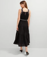 Ann Taylor Petite Halter Midi Flare Dress Black Women's