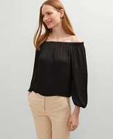 Ann Taylor Tall Gathered Off The Shoulder Top Black Women's