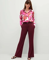 Ann Taylor Petite Floral Satin Essential Shirt Rose Violet Women's