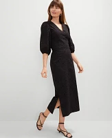 Ann Taylor Petite Eyelet Clean Midi Skirt Black Women's