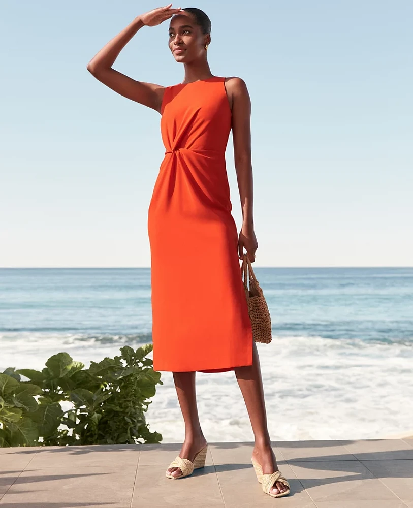 Ann Taylor Petite Crew Neck Twist Sheath Dress Red Pepper Women's