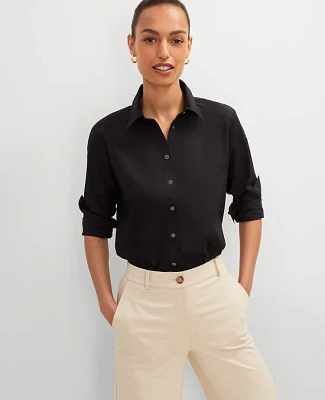 Ann Taylor Petite Relaxed Perfect Shirt Black Women's