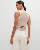 Ann Taylor Petite Crochet Sweater Shell Top Size XS Sand Shell Top Women's