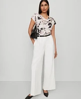 Ann Taylor Floral Satin Cowl Neck Top Pale Sandalwood Women's
