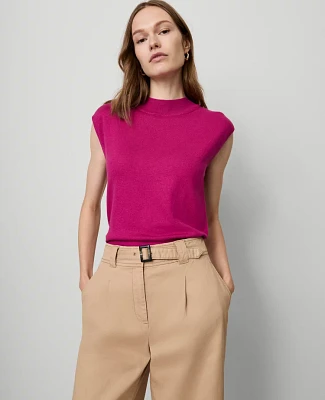Ann Taylor Wide Shoulder Mock Neck Sweater Shell Top Women's