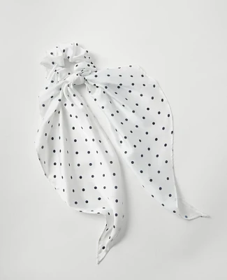 Ann Taylor Dotted Silk Scrunchie White Women's
