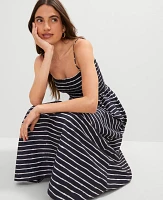 Ann Taylor Petite Weekend Collection Striped Flare Dress Night Sky Women's