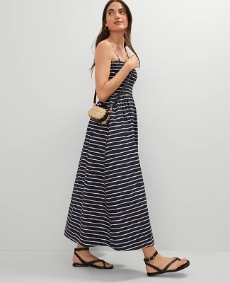 Ann Taylor Petite Weekend Collection Striped Flare Dress Night Sky Women's