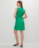 Ann Taylor Petite Square Neck Belted Shift Dress Size 14 Natural Green Women's