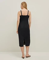 Ann Taylor Linen Blend Square Neck Sheath Dress Black Women's