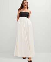 Ann Taylor Strappy Linen Blend Maxi Dress Size 14 Winter White Women's