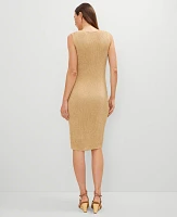 Ann Taylor Ribbed Lurex Midi Dress Gold Metallic Women's