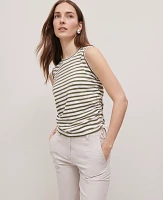 Ann Taylor Weekend Collection Striped Side-Tie Tank Top Size 2XL Moss Green Women's