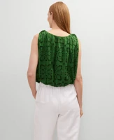 Ann Taylor Eyelet Bubble Hem Top Leafy Green Women's