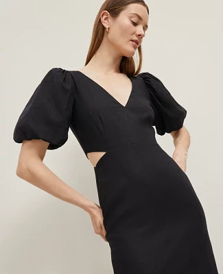Ann Taylor Linen Blend Cutout Dress Black Women's