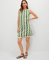 Ann Taylor Geo Crochet Shift Dress Green/White Combo Women's