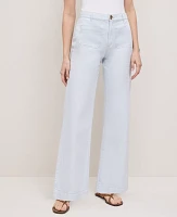 Ann Taylor The Patch Pocket Wide-Leg Jean Washed Blue Women's