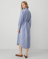 Ann Taylor Petite Weekend Collection Striped Midi Shirtdress Deep Grotto Women's