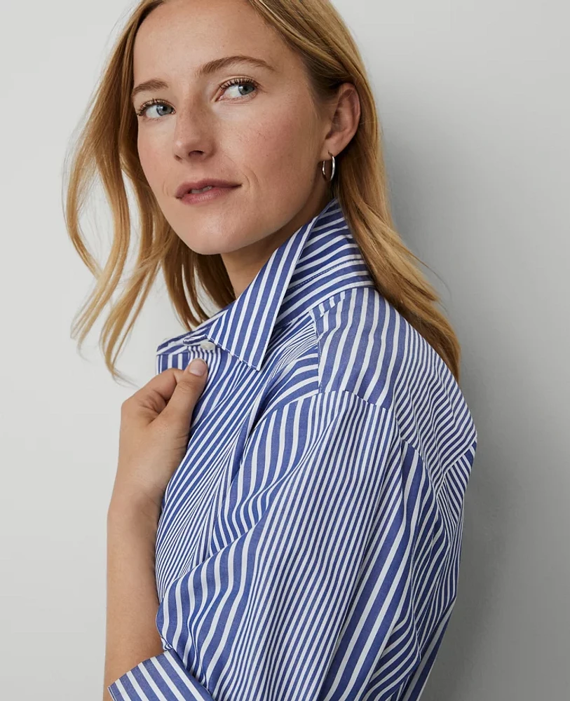 Ann Taylor Petite Weekend Collection Striped Midi Shirtdress Deep Grotto Women's