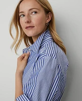 Ann Taylor Petite Weekend Collection Striped Midi Shirtdress Deep Grotto Women's