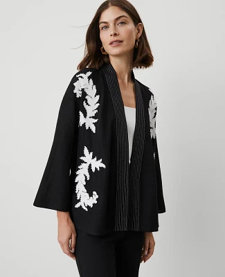 Ann Taylor Floral Beaded Kimono Size XS/S Black Women's