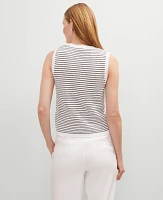 Ann Taylor Metallic Striped Sweater Shell Top White Women's
