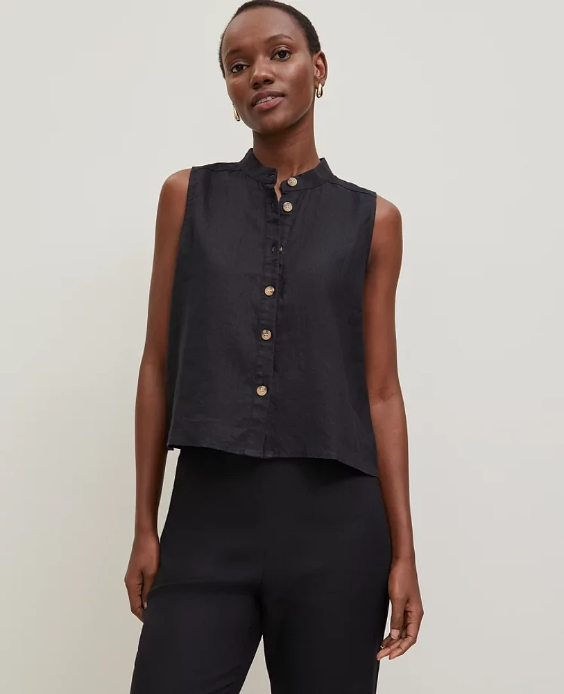 Ann Taylor Linen Sleeveless Shirt Women's