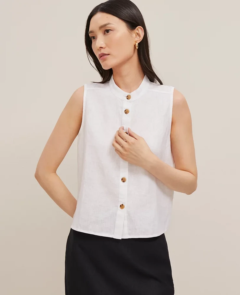 Ann Taylor Linen Sleeveless Shirt Women's
