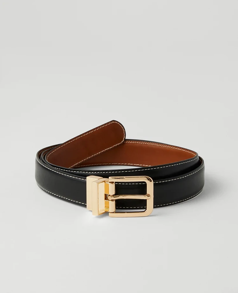 Ann Taylor Reversible Leather Belt Size XL Black Women's