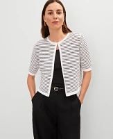 Ann Taylor Metallic Striped Cardigan White Women's