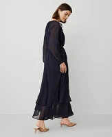 Ann Taylor Chiffon Swing Maxi Dress Size 0 Night Sky Women's