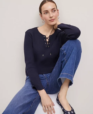 Ann Taylor Weekend Collection Lace-Up Top Women's