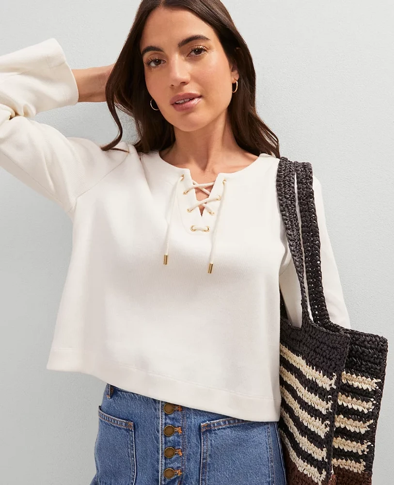 Ann Taylor Weekend Collection Lace-Up Top Women's