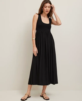 Ann Taylor Mixed Media Sweater Tank Top Dress Black Women's