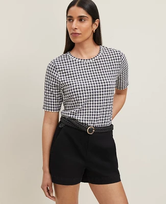 Ann Taylor Gingham Scoop Neck Top Size XS Night Sky Women's