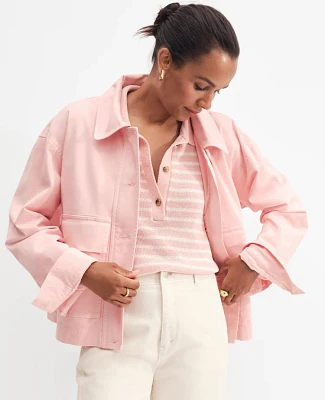 Ann Taylor Petite Weekend Collection Shirt Jacket Size XS Berry Mousse Women's