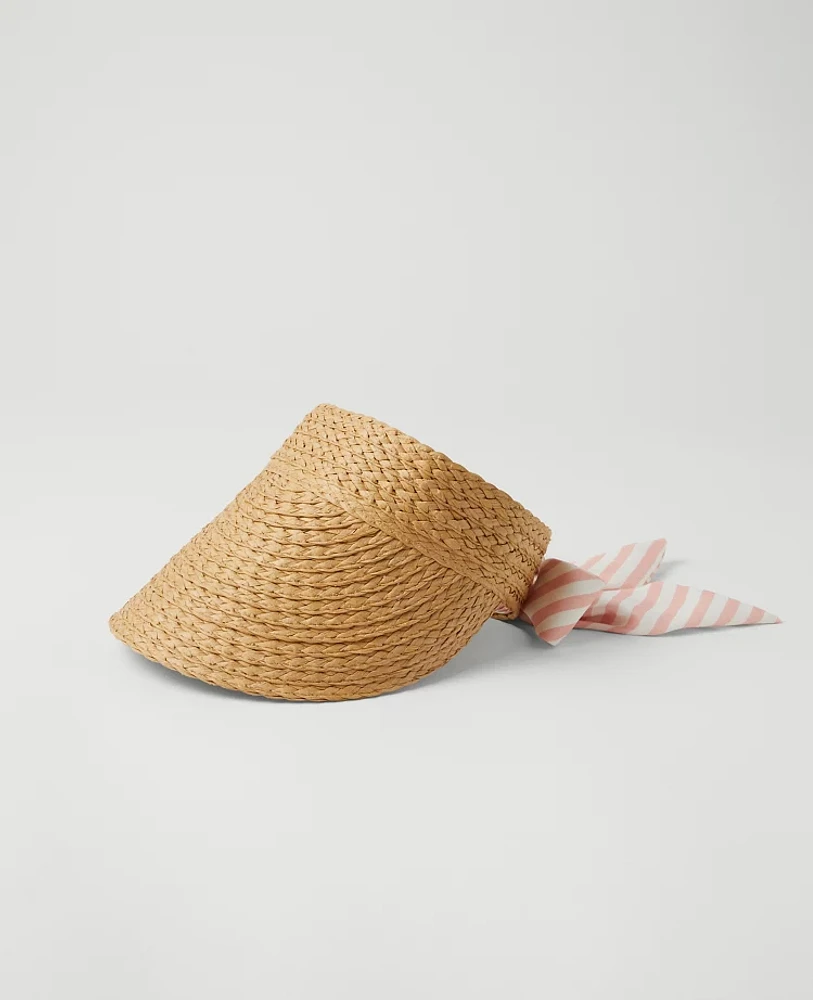Ann Taylor Weekend Collection Straw Visor Berry Mousse Women's