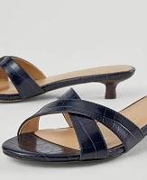Ann Taylor Embossed Crossover Slingback Kitten Heel Sandals Night Sky Women's