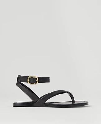 Ann Taylor Weekend Collection Buckled Ankle Strap Leather Sandals Size 9 Black Women's