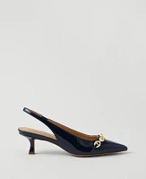 Ann Taylor Mariner Chain Patent Kitten Heel Pumps Royalty Blue Women's