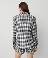 Ann Taylor The Petite Longline Blazer in Gingham Size 00 Black/White Multi Women's
