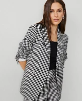 Ann Taylor The Petite Longline Blazer in Gingham Size 00 Black/White Multi Women's