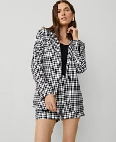 Ann Taylor The Petite Longline Blazer in Gingham Size 00 Black/White Multi Women's