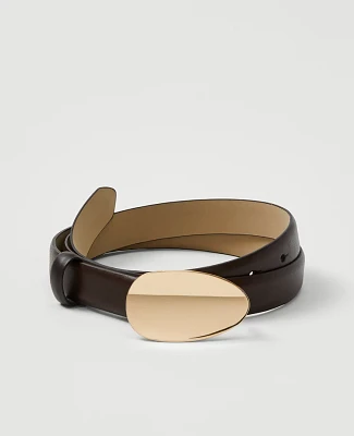 Ann Taylor Leather Oval Buckle Belt Pure Chocolate Women's