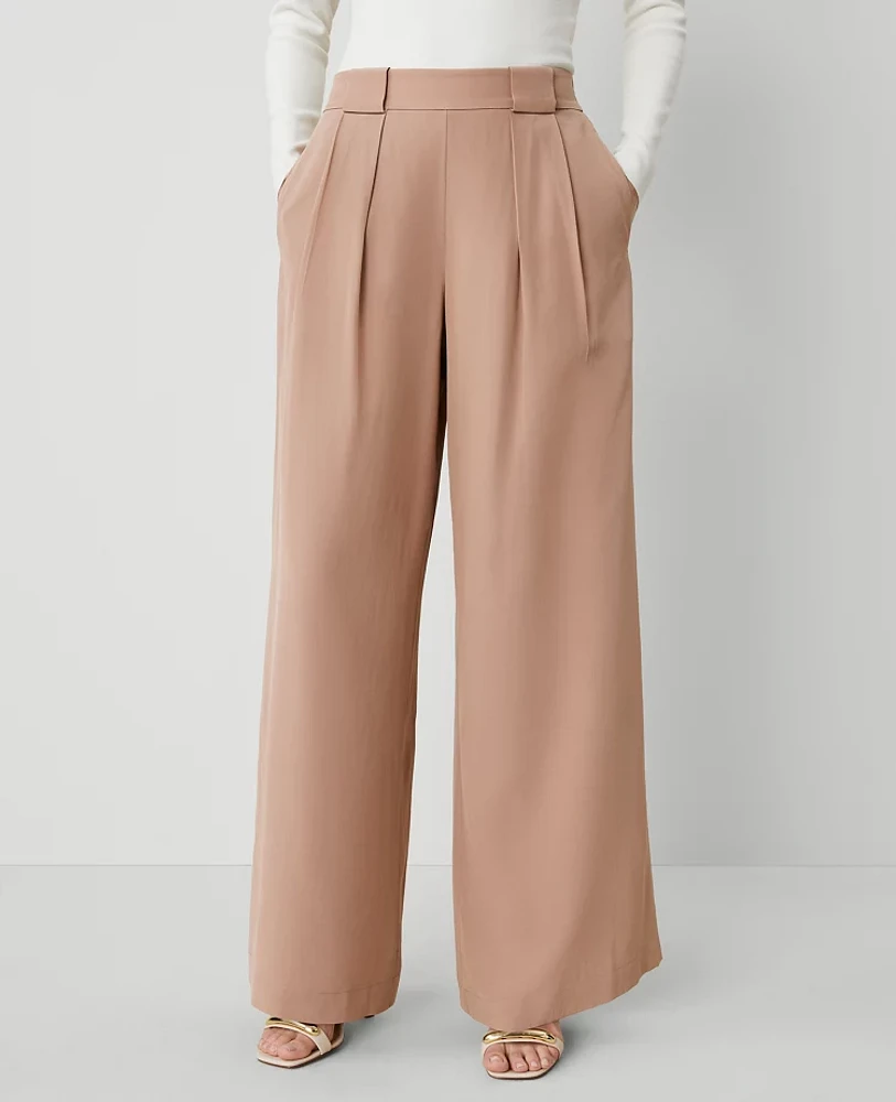 Ann Taylor Studio Collection Silk Palazzo Pant Size 6 Toffee Tan Women's